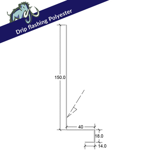 Drip Flashing - Polyester - 150mm x 40mm x 3m