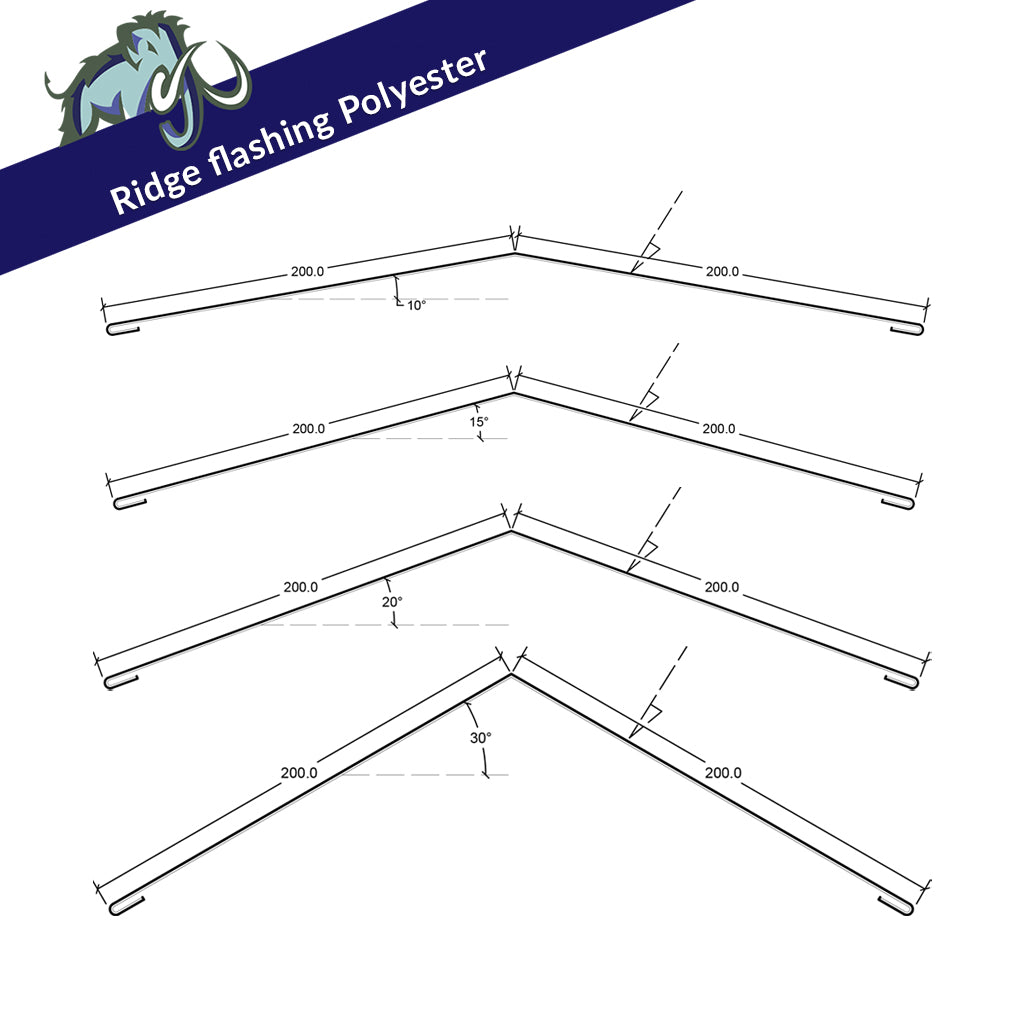 Ridge Flashing - Polyester - 200mm x 200mm x 3m